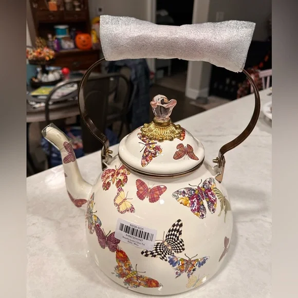 MacKenzie-Childs Butterfly Garden 3 quart Tea Kettle (Never used!) - Picture 3 of 16